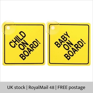 Baby Child On Board Car Sign Suction Cup - yellow, child safety seat newborn - Picture 1 of 3