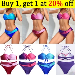 Women Push Up Bikini Set Swimsuit Padded Bandeau Bra Beach Bathing Swimwear Suit - Picture 1 of 10
