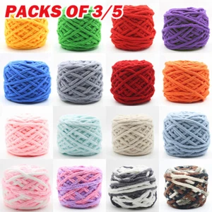 5 x 100g skeins yarn Chunky Crochet chenille Milk Soft Baby velvet Knitting Wool - Picture 1 of 28