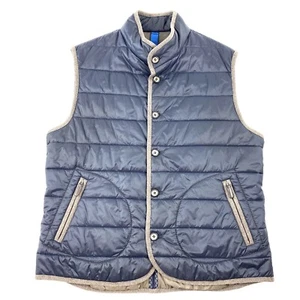 Saks Fifth Avenue Men's Lightweight Puffer Vest Wool Trim Button Front XL FLAW - Picture 1 of 6