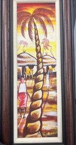 Palm Tree Framed Canvas Wall Art Bright And Colorful - Picture 1 of 17