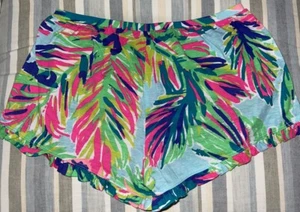 Lilly Pulitzer Girls Ruffle Trim Shorts Tropical Palm Print Size Large 8-10 - Picture 1 of 3