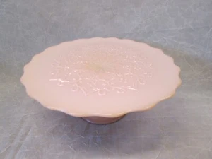Fenton Glas KUCHENTELLER SOCKELSTÄNDER spanische Spitze 13 Zoll rund rosa Krone toskanisch - Bild 1 von 7