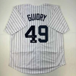 Autographed/Signed Ron Guidry New York Pinstripe Baseball Jersey Beckett BAS COA - Picture 1 of 4