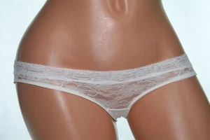 Sheer Floral Lace Ivory Bikini Panty w White Floral Lace on Waistband Size 6/8 - Picture 1 of 2