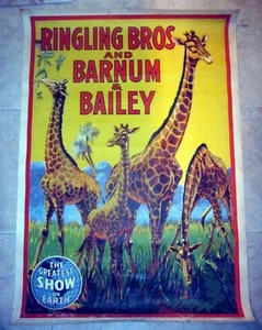 RINGLING BROS and BARNUM & BAILEY circus original poster 1944, Bill B. giraffes - Picture 1 of 7