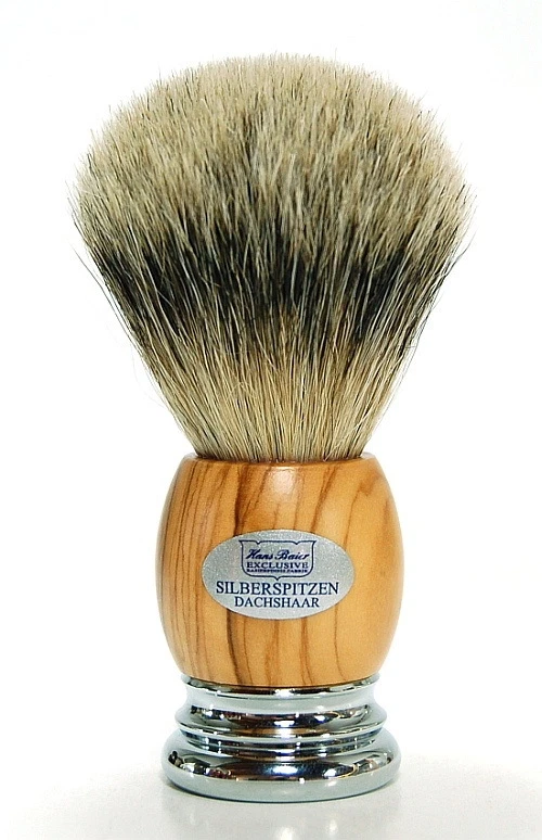 Hans Baier Pennello da Barba Ulivo Ottone Tasso Punte D'Argento 20 MM Germania - Immagine 1 di 1