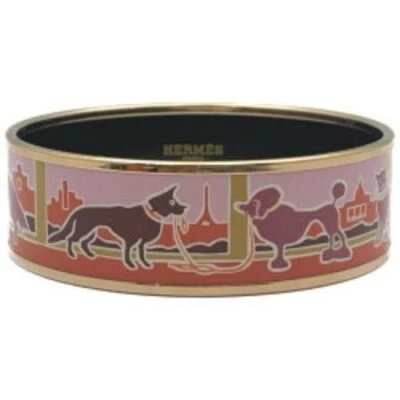 Auténtico Brazalete Brazalete Esmalte Hermes Grande Chien et Chat Parisien Chien Foto 1 de 4