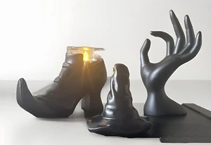 Halloween SET WITCH Hand Hat Witch Boot Candle Decor Martha Stewart Table Top - Picture 1 of 6
