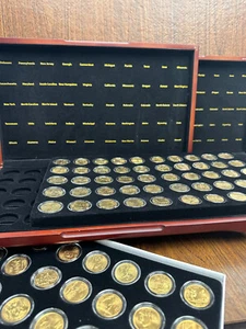 1999~2008 50 State Quarters Gold Plated Collector Set with Wood Box P&D TWO SETS - Picture 1 of 12