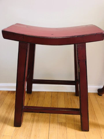 Vintage tall Asian stool chair 24” x 18” wide PU JACKSON NJ Cover