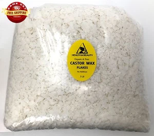CASTOR WAX FLAKES ORGANIC VEGAN PASTILLES by H&B Oils Center NATURAL PURE 5 LB - Picture 1 of 12