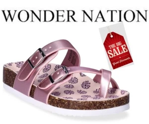 Wonder Nation Big Girls SIZE 5 Buckle Toe Sandals Color PINK NEW - Bild 1 von 9