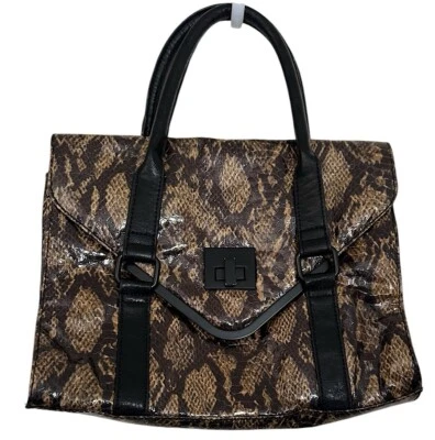 BCBGeneration Anise Satchel Handbag Brown Black Animal Print Double Strap Handle - Image 1 of 4