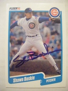 SHAWN BOSKIE signed RC CUBS 1990 Fleer Update baseball card AUTO Autographed U-7