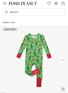 NIB Posh Peanut Grinch Merry Grinchmas Convertible One Piece Green Pajamas 3T - Picture 1 of 3