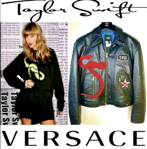 Versace Taylor Swift Snake Rep Leather Showgirl Costume Jacket 48 10 12 14 L XL - Picture 1 of 24