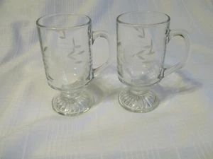 Princess House Heritage Footed Glass Set of 2 Irish Coffee Mugs - Picture 1 of 6