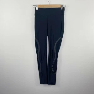 Koral einfarbig schwarz Netzeinsatz Pull-On Activewear Leggings Damengröße Small S - Bild 1 von 7