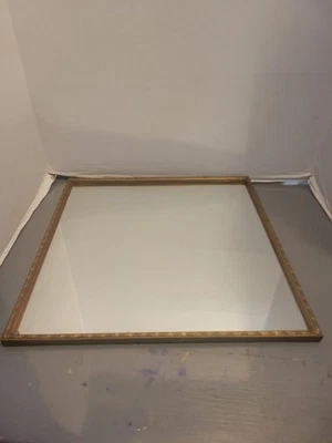 Vintage Ornate Gold Framed Mirror Wooden Art Deco 16.5" Square  - Image 1 of 4