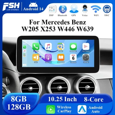 für Mercedes-Benz C/GLC/V/X Klasse W205 10,25" 128GB Android14 CarPlay Autoradio - Bild 1 von 4