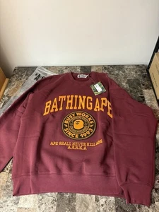 BAPE College Crewneck Burgundy XL Brandneu - Bild 1 von 7