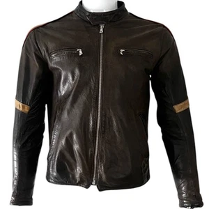 Vintage Just Collection Moda Italia Distressed Brown Leather Jacket Women Size S - Picture 1 of 5
