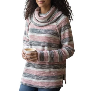 CARALASE Wasserfallausschnitt Pullover strukturiert umgekehrte Nähte Damen M - Bild 1 von 8