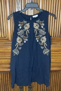 J Jill Womens Top Medium Blue Navy Boho Festival Cottagecore Flowing Light - Picture 1 of 13