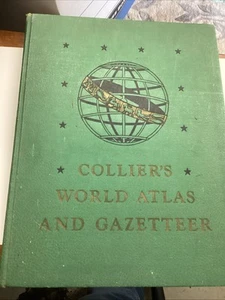 Collier's World Atlas and Gazetteer Book 1947 Great Maps And Picture - Picture 1 of 8