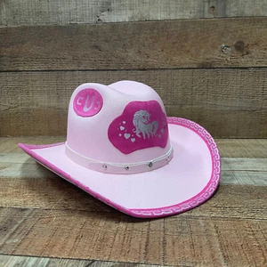Kid's Pink Wide Brim Western Cowgirl Hat Straw Sombrero Vaquero Rosa Nina Greca - Picture 1 of 7