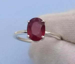 Anillo de plata de ley 925 hecho a mano con rubí natural - Imagen 1 de 6