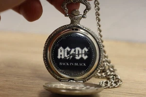 AC/DC Back in Black Pocket Watch 2006 Tour Collection New Batt w/ Chain - Picture 1 of 6