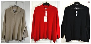 NWT WOMEN'S TOMMY BAHAMA SHIMMER BONITA ZIP PONCHO HALF ZIP MOCK LONG SLEEVE - Picture 1 of 19