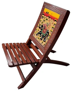 Handmade Wooden Ethinic Antique Designer Folding Chairs Set for Home, 1 Piece. - Picture 1 of 7