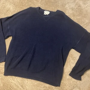 Vintage Eddie Bauer Sweater Mens XL Navy Blue Chunky Blend Fisherman Made In USA - Picture 1 of 10