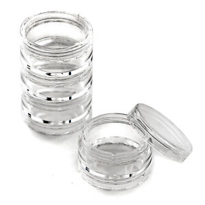 20 x 10ml Clear Stacking Screw Top Craft Pots for Glitter, Nail Art, Beads jn-20