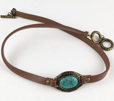 Pulsera Envolvente Premier Designs Desert Diva Turquesa Latón 1.5" Cuero Cabujón Foto 1 de 4