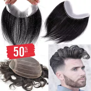 Hairpieces Men Human Hair Fine Mono LACE Toupee Mens Wig Replacement System LACE - Picture 1 of 36