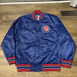 Vintage MLB Chicago Cubs Satin Lightweight Bomber Jacket Mens XL STARTER MINT!!! - Picture 1 of 7