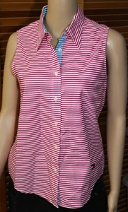 Blusas para mujer Tommy Hilfiger 8 rosa/blanco/azul a rayas algodón sin mangas - Imagen 1 de 3