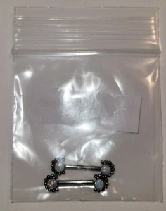 Par! Juego de bisel de anillo de pezón de barra de empuje sin rosca de titanio grado implante circonita cúbica - Imagen 1 de 8