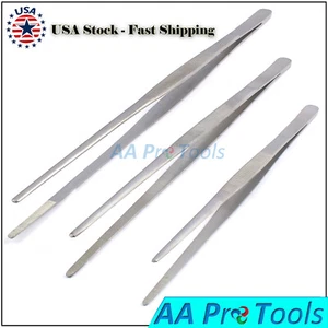 3 Pcs EXTRA LARGE STAINLESS STEEL TWEEZERS SET SERRATED TIPS 8" 10" 12" - Picture 1 of 3