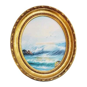 Original Oil Painting Seaside Scene Crashing Waves and Seagulls Signed - Picture 1 of 4