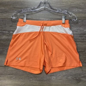 Under Armour Shorts Size Youth Large Girls Stretch Waist Drawstring Orange - Picture 1 of 10