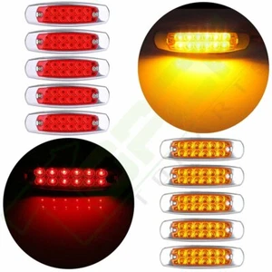 10pcs Side Marker Clearance Light 12LED Panel Under Cab For Peterbilt Red Amber - Picture 1 of 12