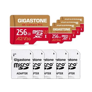 [5 años de recuperación de datos gratuita] Tarjeta MicroSD Gigastone 256 GB paquete de 5, cámara 4K Pro... - Imagen 1 de 7