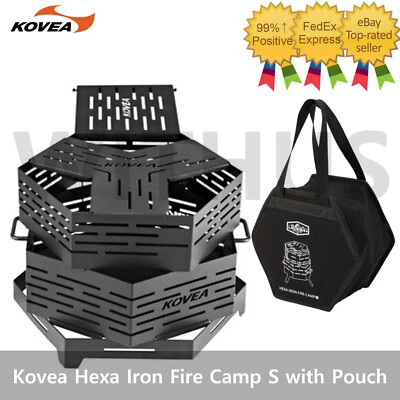KOVEA Hexa Iron Fire Camp S con bolsa compacta fogata camping al aire libre - Fedex Foto 1 de 4
