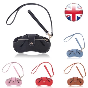 Glasses Case Sunglasses Leather Pouch with Lanyard Portable Slim Glasses Holder - Picture 1 of 11