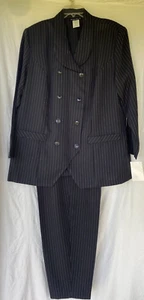 VTG 90s 3PC..GRAY & WHITE PIN STRIPE..PANT & SKIRT BLAZER SUIT PLUS SIZE 28..NWT - Bild 1 von 4